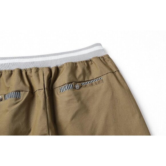 Men's Brown Casual Classic Fit Drawstring Summer Beach Elastic Waist Shorts - Picture 5 of 5